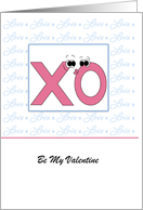 Valentine Greeting Card-Hugs and Kisses-X O-Customizable Text card