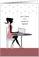 Retro Girl Employee Thank You Greeting Card-Appreciation-Laptop card