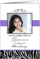 Quinceanera Photo Card Invitation-15th Birthday Party-Zebra-Custom card