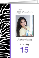 Quinceanera Photo Card Invitation-15th Birthday Party-Zebra-Custom card