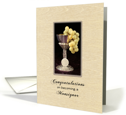 Becoming a Monsignor Greeting Card-Chalice-Grapes-Wafer-Hosts card