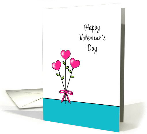 Happy Valentine's Day Greeting Card-Three Hearts on Stems card