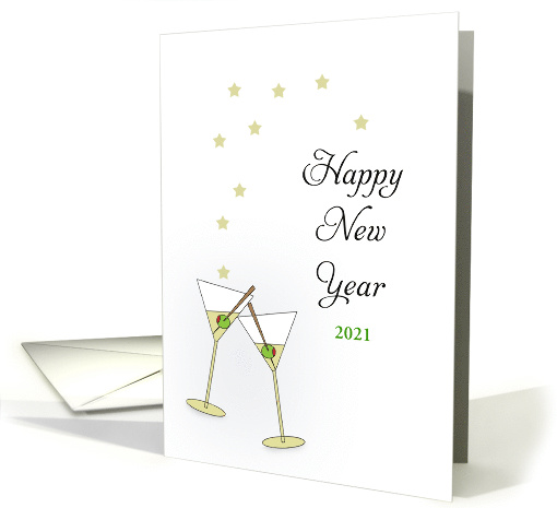 Happy New Year Customizable Text Martini Glass Olives card (902930)