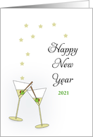 Happy New Year Customizable Text Martini Glass Olives card