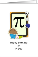Pi Day Birthday Card with Cupcake-Soccer-Golf-Ball-Sports card