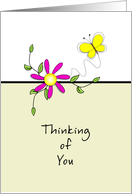 Thinking of You Greeting Card-Butterfly and Flower card