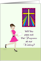 Will You Pass Out the Programs at Our Wedding-Retro Girl-Cross card