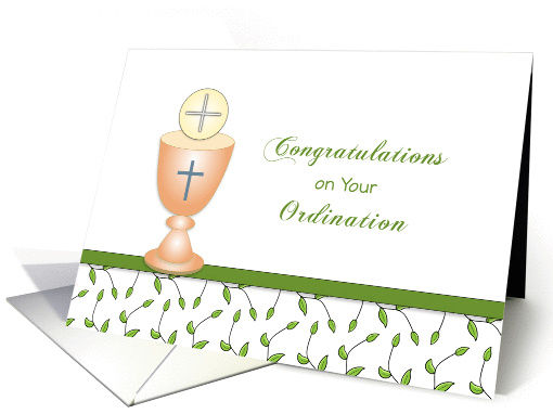 General Ordination Greeting Card- Communion Chalice-Wafer card