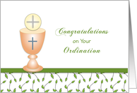 General Ordination Greeting Card- Communion Chalice-Wafer card