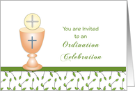 Ordination Invitation Celebration Party Greeting Card-Chalice-Wafer card