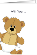 Be My Godmother Christening / Baptism Greeting Card-Bear in Diaper card