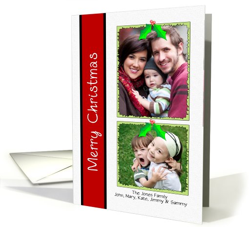 Merry Christmas Photo Card-Customizable Text-Holly card (921634)