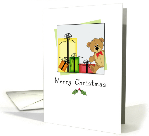 Merry Christmas Greeting Card with Bear and Presents card (922077)