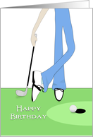 Golf Theme Birthday Greeting Card-Golf Ball-Golf Club-Hole in One card