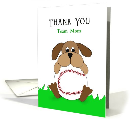 For Team Mom Baseball Thank You Greeting Card-Baseball-Dog-Custom card