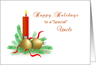 Happy Holidays to a Special Uncle Greeting Card-Christmas Candle card