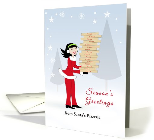 Food Industry Christmas Greeting Card-Retro Girl-Pizza... (926917)