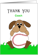 For Baseball Coach Thank You Greeting Card-Dog-Baseball-Custom Text card