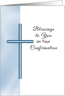 Confirmation Greeting Card with Blue Design for Boy and Cross card