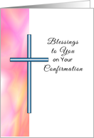 Confirmation Greeting Card for Girls with Pink Design and Cross card