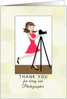 For Female Photographer Thank You Greeting Card-Retro Girl-Camera card