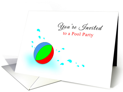 Pool Party Invitation Greeting Card with Beach Ball and... (930687)