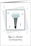 Karaoke Party Invitation with Mircrophone and Musical Notes card