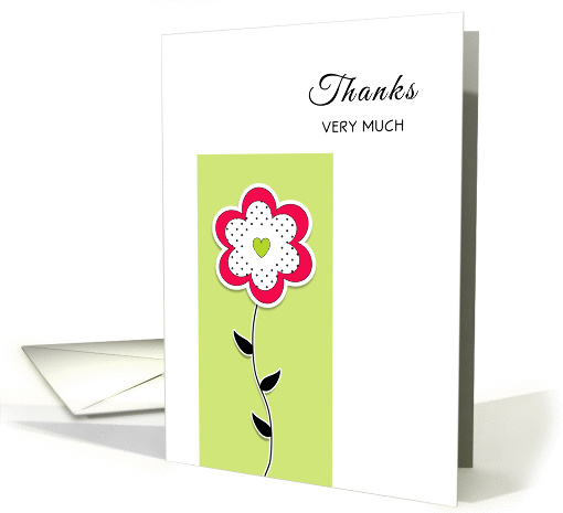 Thank You Greeting Card-Thanks Very Much-Pink Flower with Dots card