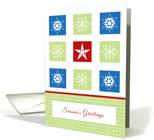 Christmas Greeting Card-Season's Greetings-Snowflakes in Squares card