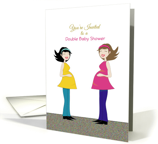 Double Baby Shower Invitation Greeting Card-Two-2-Retro... (938482)