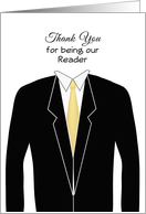 Male Thank You for Being Our Reader-Wedding-Gold Look Tie-Black Suit card