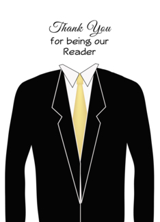 Male Thank You for Being Our Reader-Wedding-Gold Look Tie-Black Suit