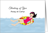 Thinking of You Away at Camp Greeting Card-Girl-Swimming-Inner Tube card