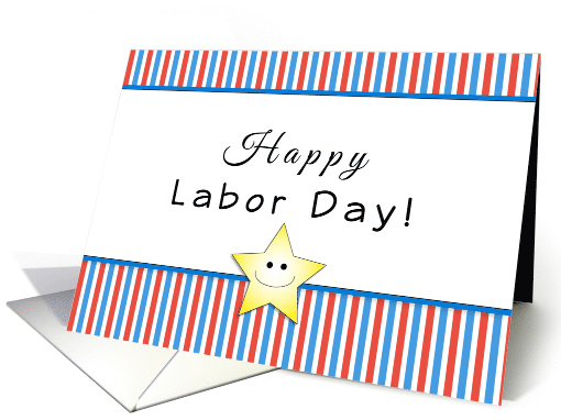 Labor Day Greeting Card with Smile Face Star-Red Stripes card (941345)