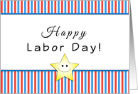 Labor Day Greeting Card with Smile Face Star-Red Stripes card