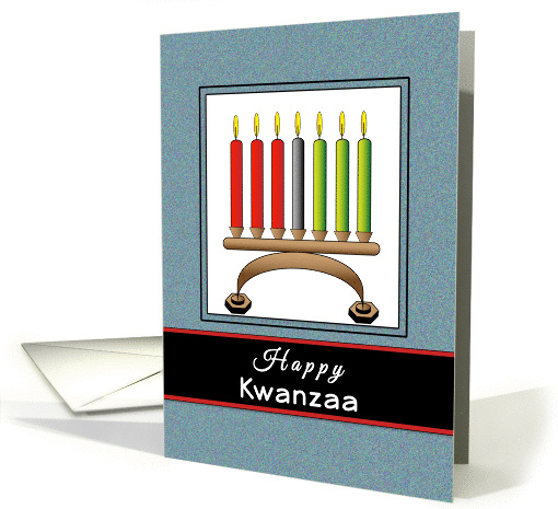 Happy Kwanzaa Greeting Card-Kinara-Candles-Red-Green-Black card