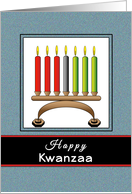 Happy Kwanzaa Greeting Card-Kinara-Candles-Red-Green-Black card