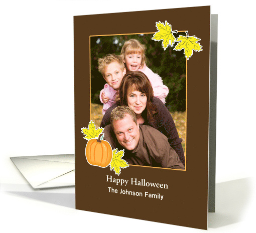 Halloween Photo Card-Customizable Text-Leaves-Pumpkin card (943194)
