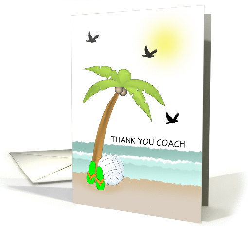 Beach Volleyball Thank You Card for Coach-Palm Tree-Flip... (945692)