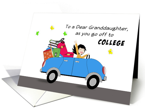 Granddaughter Off to College Greeting Card-Car-Retro... (956917)