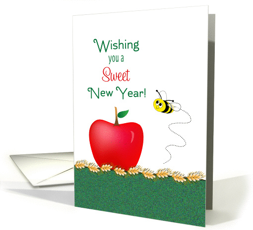 Rosh Hashanah L'shanah Tovah Jewish New Year Card-Apple-Wheat-Bee card