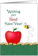 Rosh Hashanah L’shanah Tovah Jewish New Year Card-Apple-Wheat-Bee card