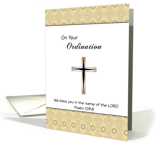 On Your Ordination Greeting Card-Cross-Psalm 129:8 card (963207)