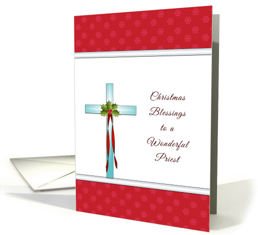 Religious Christmas Card for Priest Greeting Card with Cross card