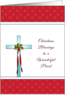 Religious Christmas Card for Priest Greeting Card with Cross card