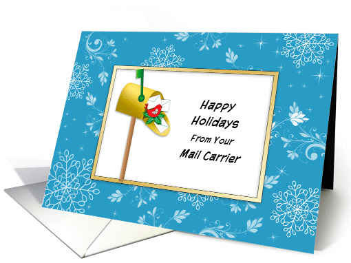 Christmas Card from Mail Carrier-Winter Scene-Mail Box-Red Bird card