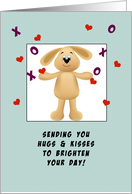 Encouragement Greeting Card for Cancer Patient-Rabbit-Hearts-Kisses card