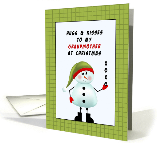 for Grandmother Christmas Greeting Card-Snowman-Hugs-Kisses-X-O card