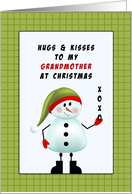 for Grandmother Christmas Greeting Card-Snowman-Hugs-Kisses-X-O card