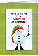For Godmother Christmas Greeting Card-Snowman-Hugs-Kisses-X-O card